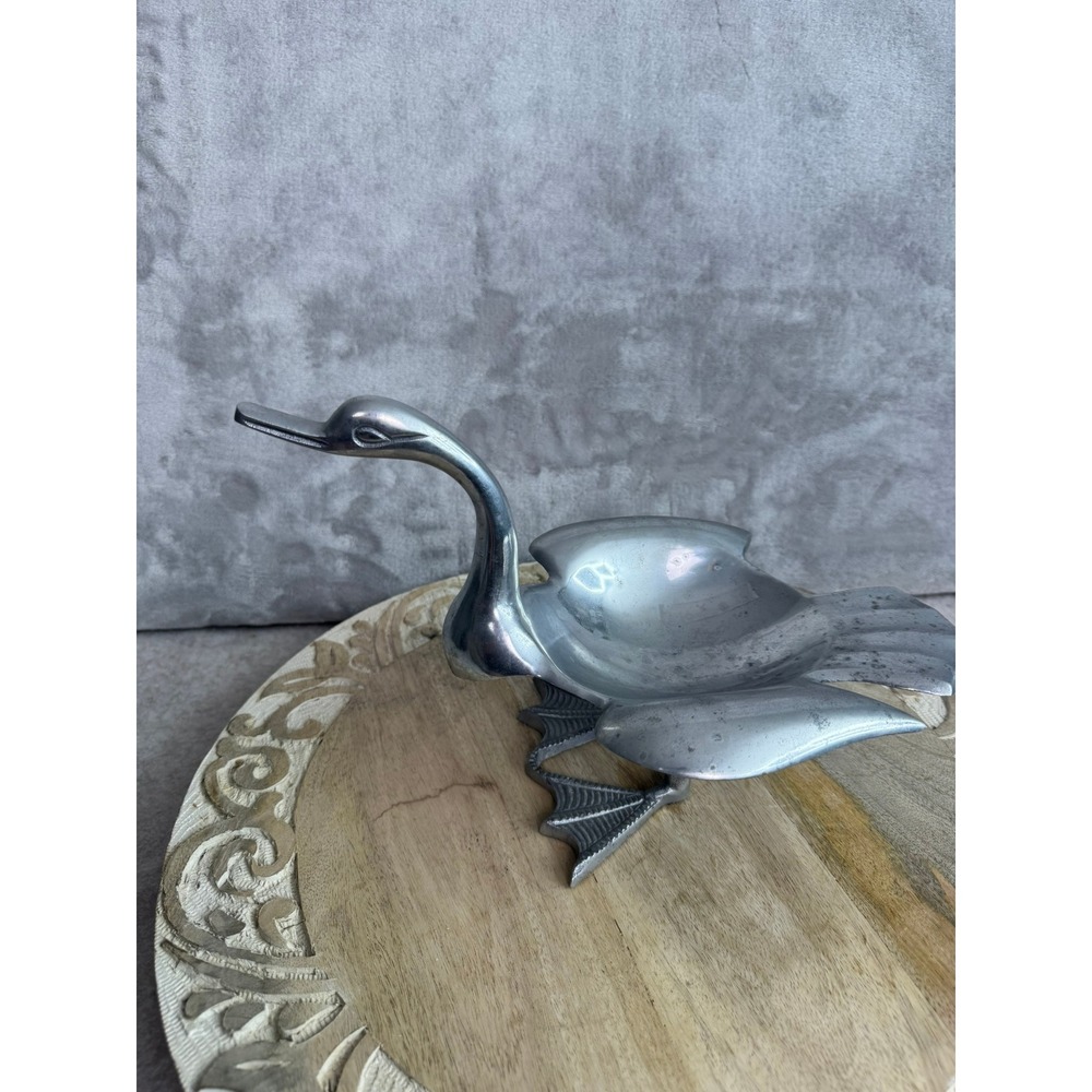 Vintage‎ Metal Duck Trinket Dish Candy Bowl Figurine Collectible